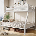 Heavy Duty Metal Bunk Bed Twin Over Full with Safety Guardrail & Ladder