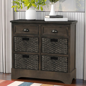 Farmhouse Storage Cabinet with 2 Drawers & 4 Baskets
