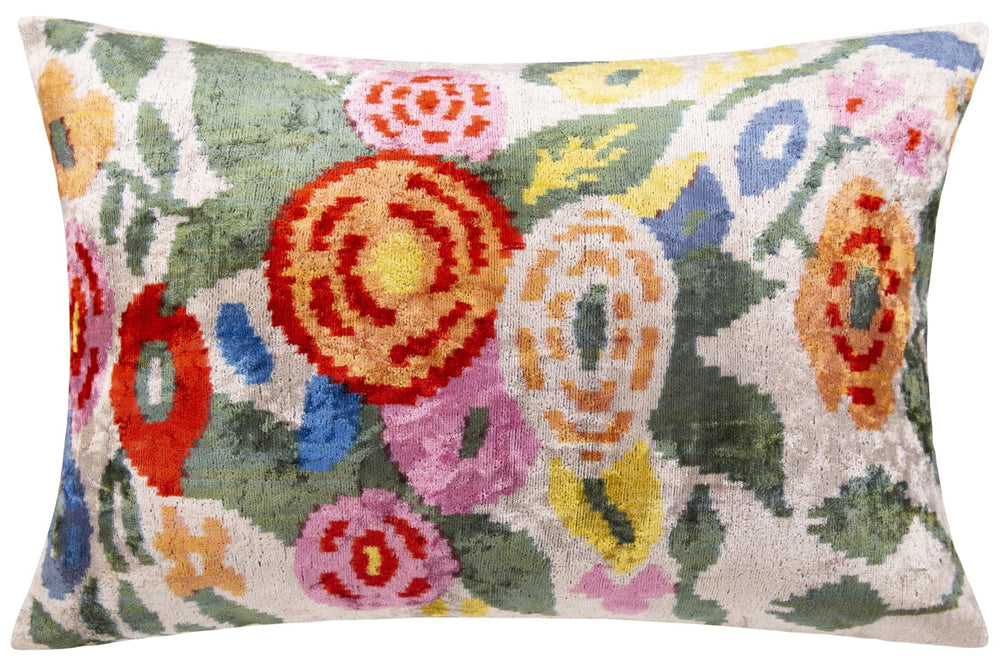 Handmade Floral Velvet Throw Pillow 16x24