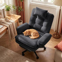 Criss Cross Office Chair with Foot Rest, Reclining Swivel Velvet Chair