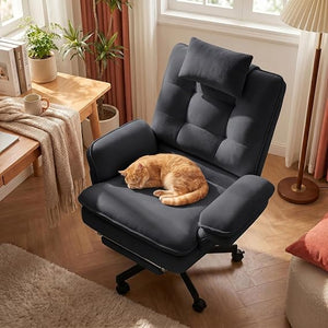 Criss Cross Office Chair with Foot Rest, Reclining Swivel Velvet Chair