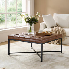 Leather Square Ottoman Coffee Table