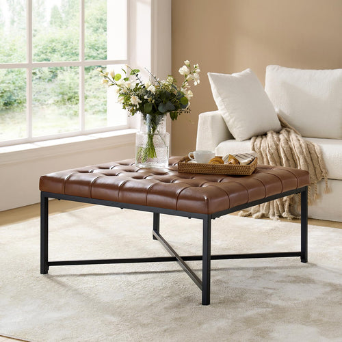 Leather Square Ottoman Coffee Table