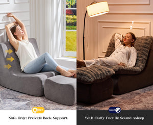 Floor Sofa Couch with Ottoman & Footrest