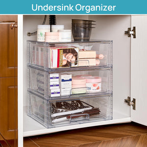 Clear Stackable Storage Drawers with Handles – 15" Wide Acrylic Organizer Bins