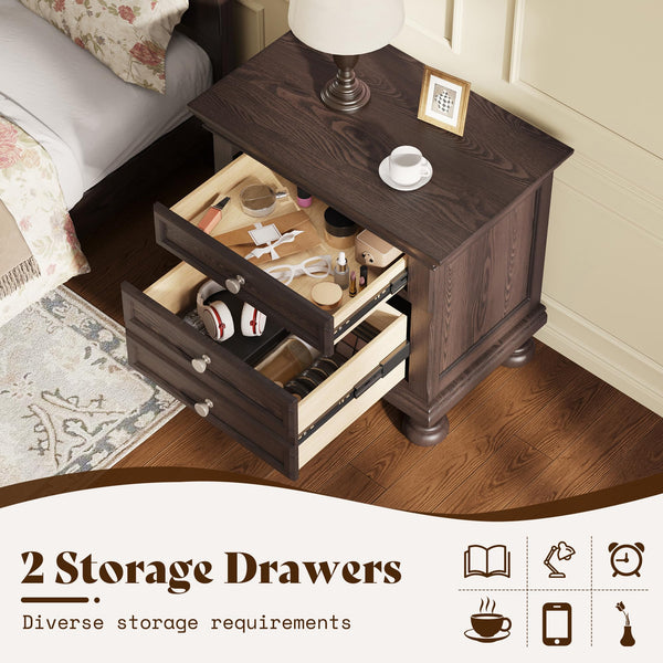 3-Piece Solid Wood Bedroom Set – Bed Frame & 2 Nightstands