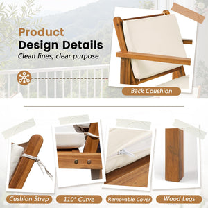 Acacia Wood Patio Furniture Set with Cushions & Coffee Table
