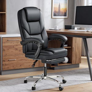 Reclining Executive Office Chair with Footrest & Lumbar Support