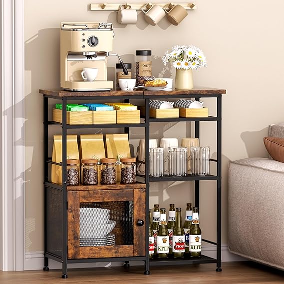 Farmhouse Coffee Bar Cabinet with Doors