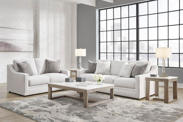 Contemporary Light Gray Loveseat with Accent Pillows