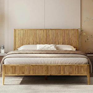 Solid Wood Platform Bed Frame with Headboard