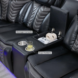 Power Recliner Sectional Sofa with LED Lights & Bass Speakers
