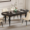Oval Extendable Dining Table 67–79 Inch | Seats 4–8 | Black MDF