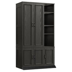 70" 5-Door Wooden Wardrobe with Shelves & Hanging Rod