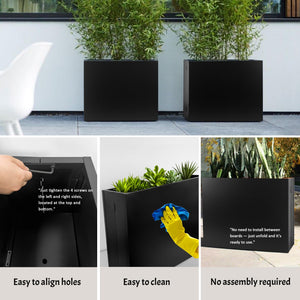 Galvanized Steel Folding Rectangular Planter Box with Drainage Holes