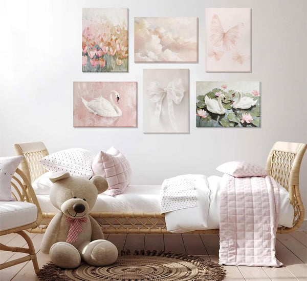 Coquette Wall Art Set of 6 – Pink Canvas Prints & Posters