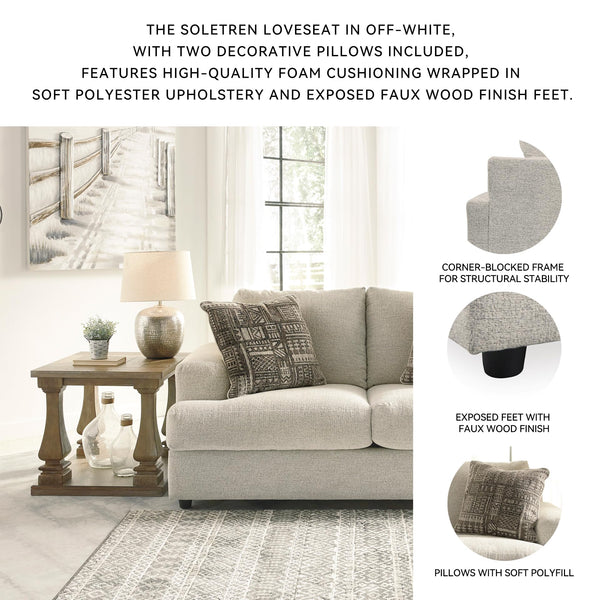 Contemporary Chenille Loveseat with Accent Pillows