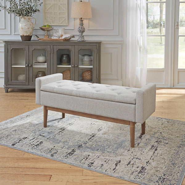 Tufted Storage Bench with Hinged Seat