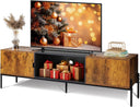 Mid-Century Modern TV Stand with Storage Cabinets & Metal Legs