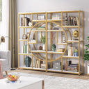 Industrial 5-Tier Etagere Bookcase with 9 Open Shelves, 2-Pack