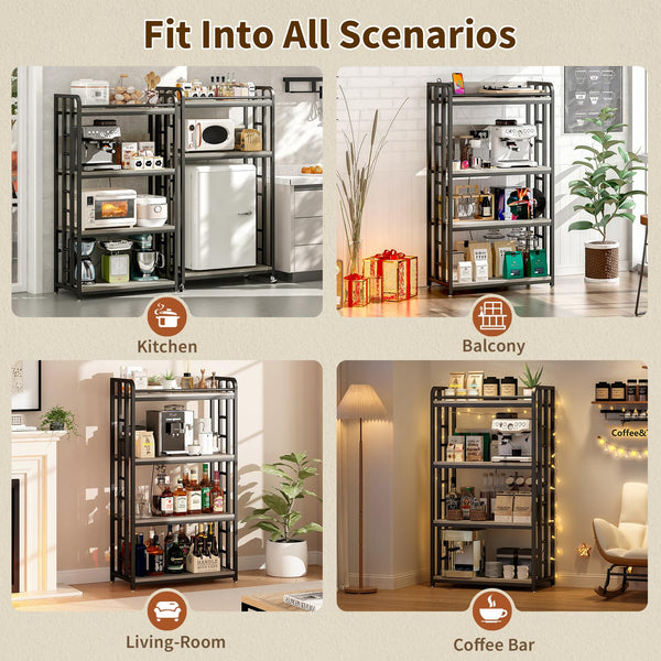 4-Tier Microwave Cart with Power Outlet & Wheels