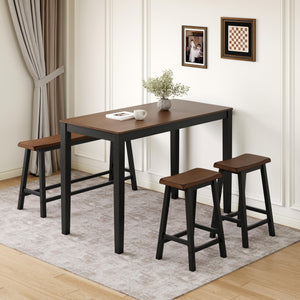 Counter Height Dining Table Set with Bench and Chairs – 5-Piece Wood Kitchen Set