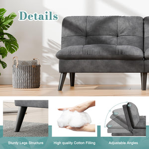 Convertible Futon Sofa Bed with Adjustable Backrest