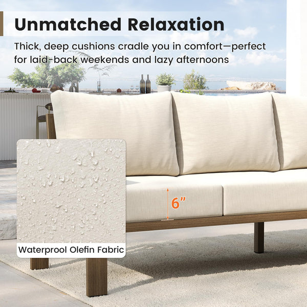 L-Shaped Outdoor Sectional Sofa Set with Coffee Table