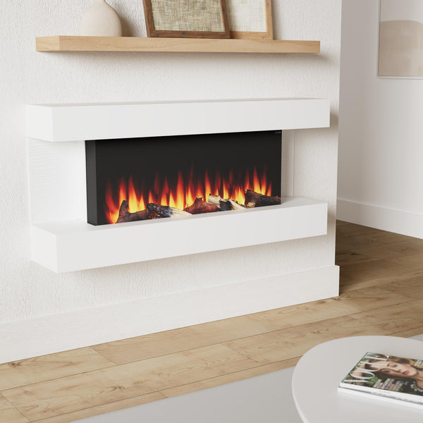 Wall Mount Electric Fireplace with Floating Mantel