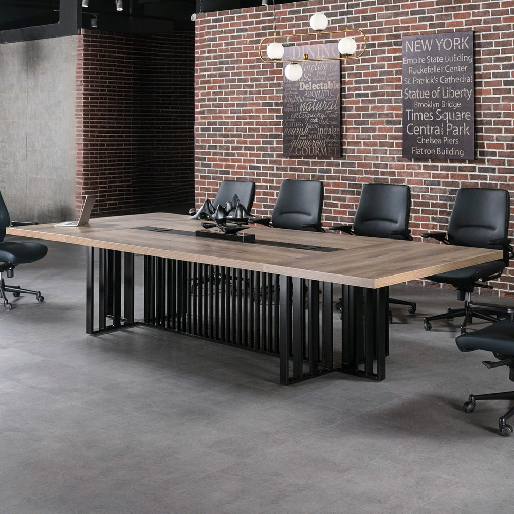 12ft Large Conference Table with 2" Thick Top & Metal Grid Base