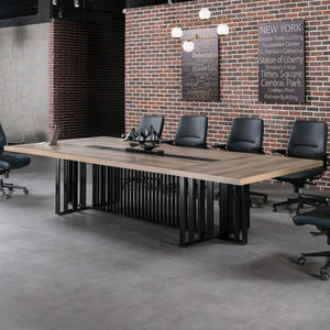 12ft Large Conference Table with 2" Thick Top & Metal Grid Base