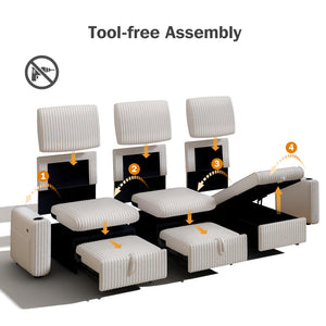 L-Shaped Sectional Sleeper Sofa Bed with Pull-Out Bed