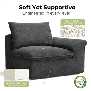 120" Modular Sectional Sofa with Ottoman & Teddy Upholstery