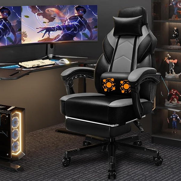 Gaming Chair with Footrest & Reclining Back
