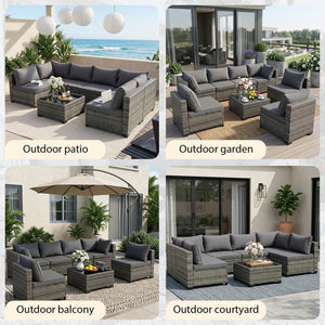 7-Piece Outdoor Wicker Patio Conversation Set with Coffee Table