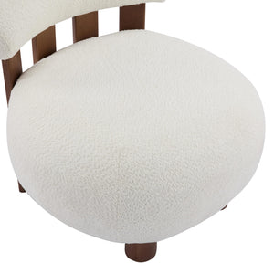 Armless Boucle Accent Chair with Solid Wood Frame