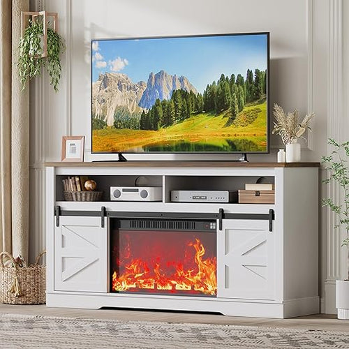 TV Stand with Sliding Barn Doors & Storage Cabinets – 58" & 65"