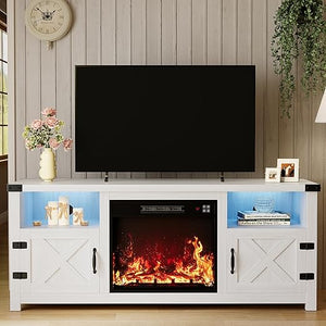 58" Electric Fireplace TV Stand with Barn Doors