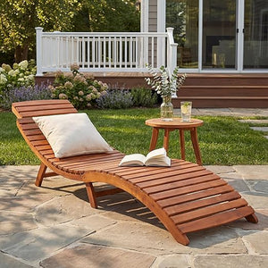 Folding Acacia Wood Chaise Lounge Chair – Outdoor Sun Lounger
