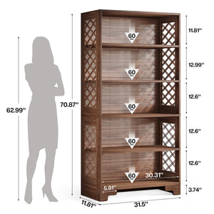 71" Tall 6-Tier Bookshelf