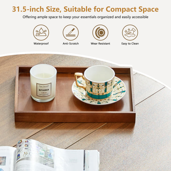 Round Coffee Table with Lift-Top & Flip-Top Storage