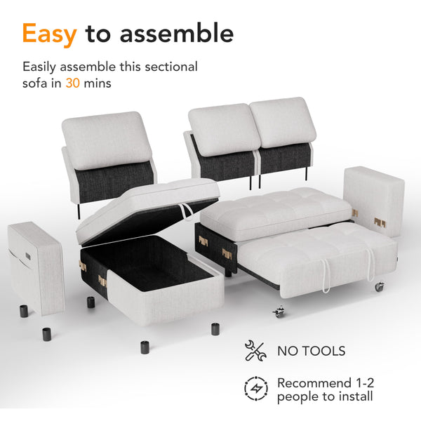 Convertible Sectional Sleeper Sofa with Pull-Out Bed