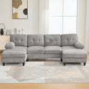 U-Shaped Sectional Sofa with Dual Chaise Lounges & Storage Pockets
