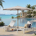 11 FT Round Patio Umbrella with Aluminum Ribs & Pulley Lift