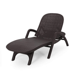 Outdoor Faux Wicker Chaise Lounge – Dark Brown
