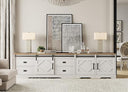 Farmhouse TV Stand for up to 110" TV, 3-in-1 Entertainment Center with Drawers & Cabinets