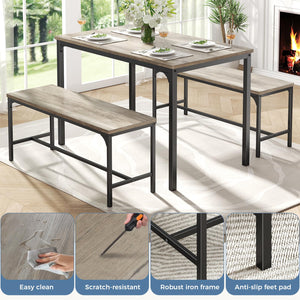 3-Piece Dining Table Set with Bench
