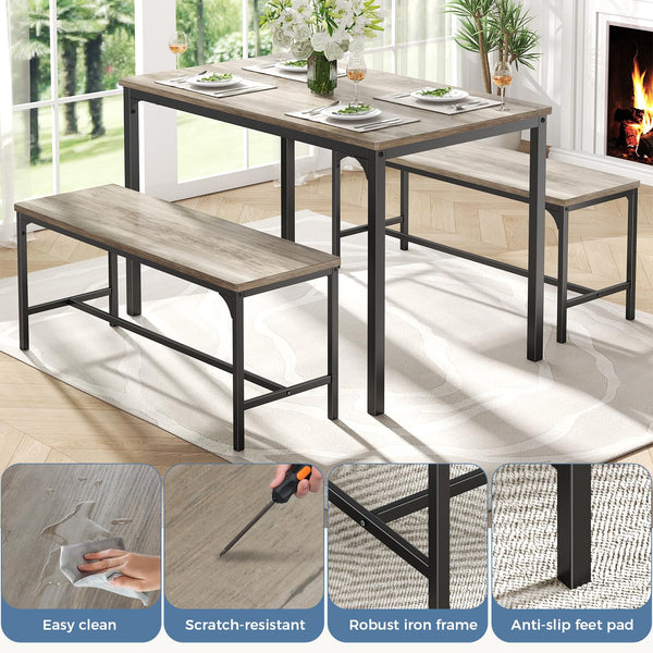 3-Piece Dining Table Set with Bench