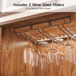 55-Inch Fluted Wine Bar Cabinet with LED Lighting & Charging Station