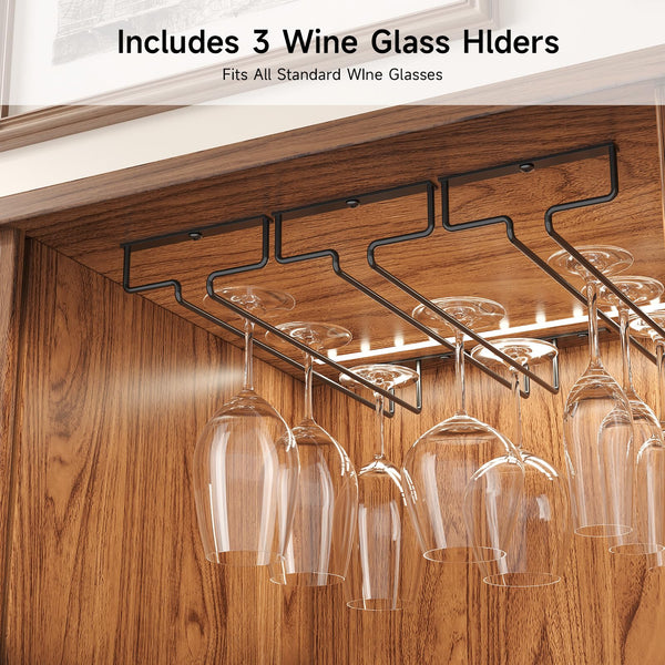 55-Inch Fluted Wine Bar Cabinet with LED Lighting & Charging Station